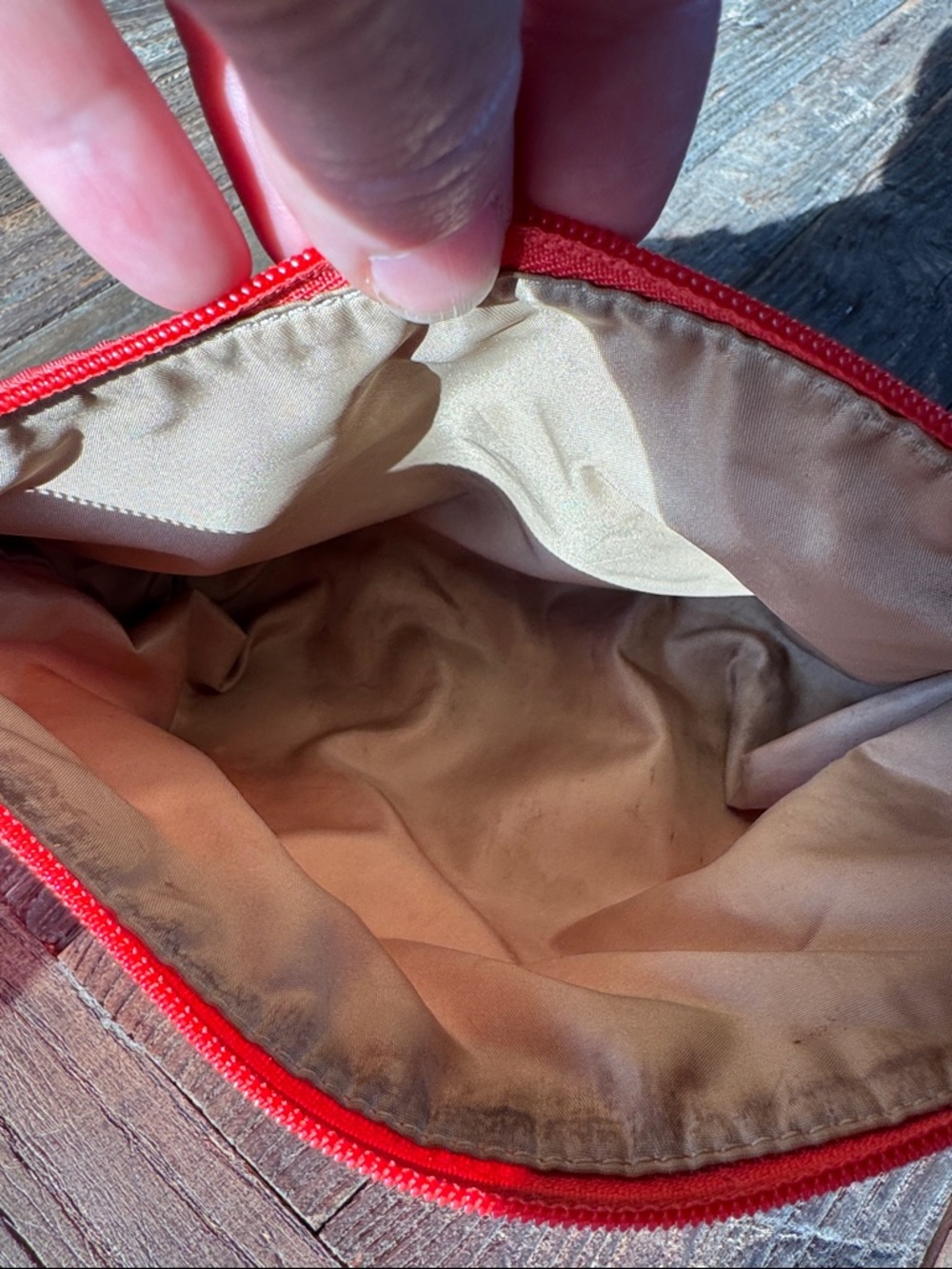 Coach hot orange zebra print nylon clutch, makeup bag, tote organizer - Picture 7 of 12